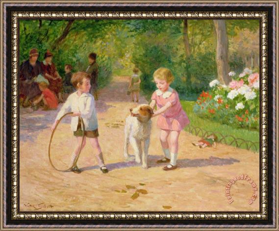 Victor Gabriel Gilbert Playing with the Hoop Framed Painting