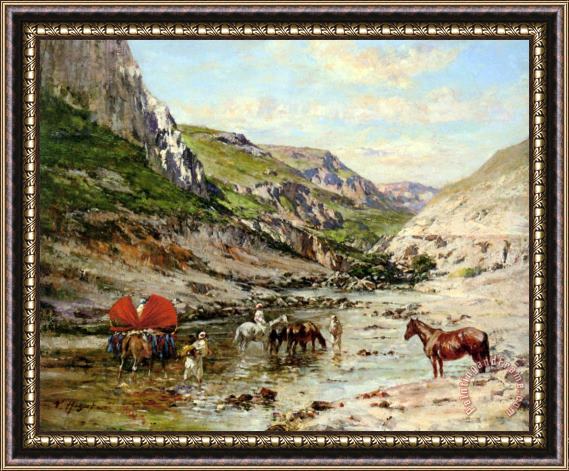 Victor Pierre Huguet A Rest by The River Framed Print