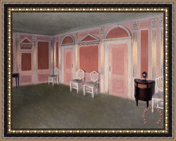 Vilhelm Hammershoi Interior in Louis Seize Style. From The Artist's Home. Rahbeks Alle Framed Painting