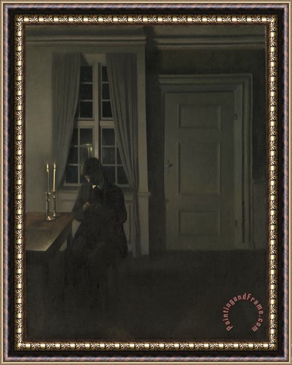 Vilhelm Hammershoi The Collector of Coins Framed Painting
