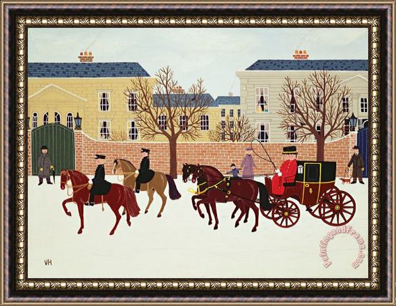 Vincent Haddelsey A Carriage Escorted By Police Framed Painting