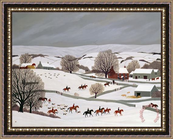 Vincent Haddelsey Riding In The Snow Framed Painting