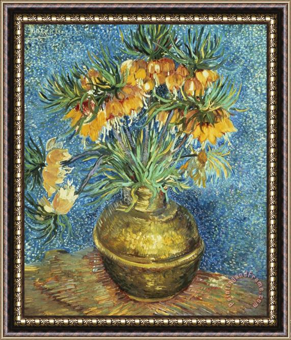 Vincent Van Gogh Crown Imperial Fritillaries in a Copper Vase Framed Painting