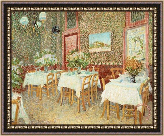 Vincent van Gogh Interior Of Restaurant Framed Painting