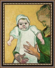 Baby, Bye Bye Framed Paintings - Madame Roulin And Her Baby by Vincent van Gogh