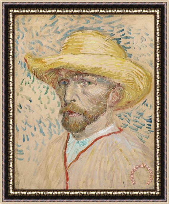 Vincent van Gogh Self Portrait With Straw Hat Framed Painting