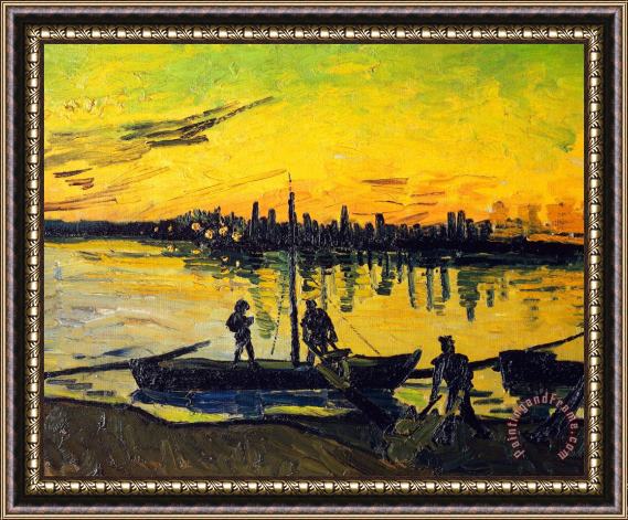 Vincent van Gogh Stevedores In Arles Framed Painting