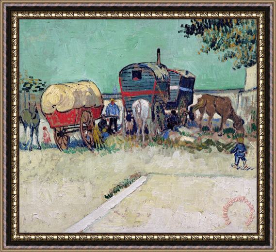 Vincent van Gogh The Caravans Gypsy Encampment Near Arles Framed Painting