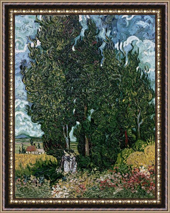 Vincent van Gogh The Cypresses Framed Painting