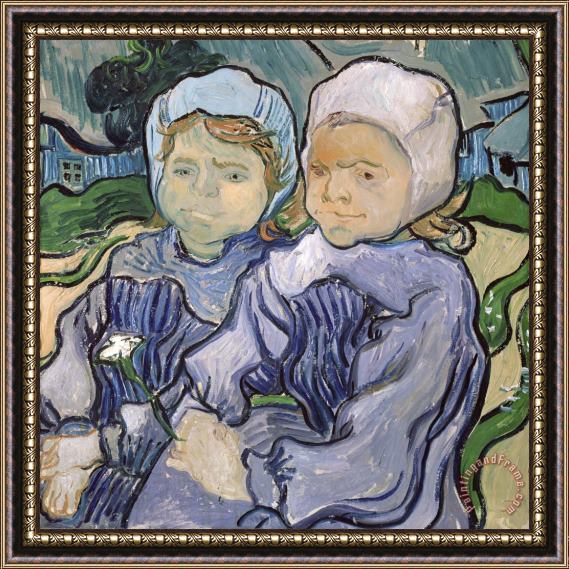 Vincent van Gogh Two Little Girls Framed Painting