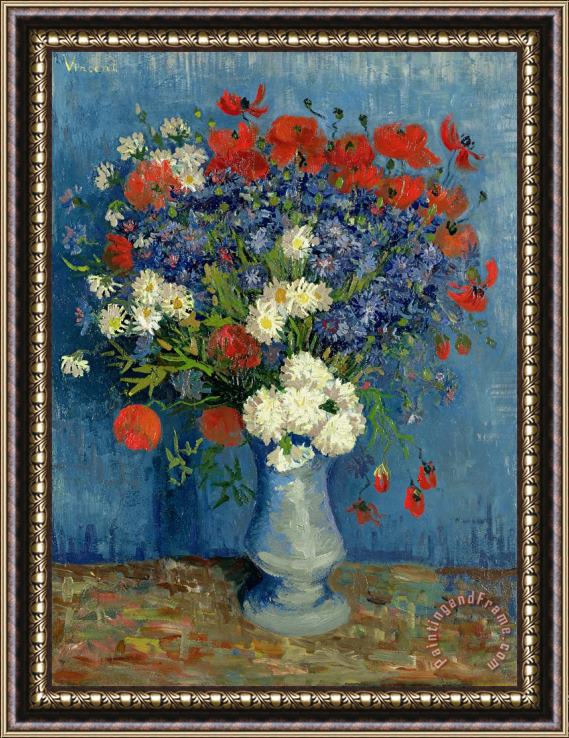 Vincent van Gogh Vase with Cornflowers and Poppies Framed Painting