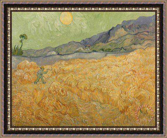 Vincent van Gogh Wheatfield with Reaper Framed Painting