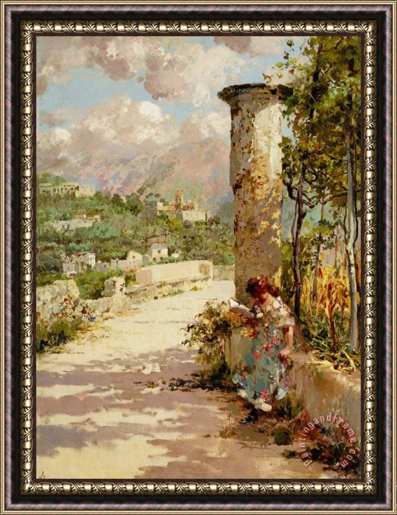 Vincenzo Irolli A Quiet Read Framed Painting