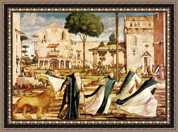 Vittore Carpaccio St. Jerome And Lion in The Monastery Framed Painting