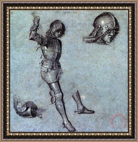 Vittore Carpaccio Three Studies of a Cavalier in Armor Framed Painting