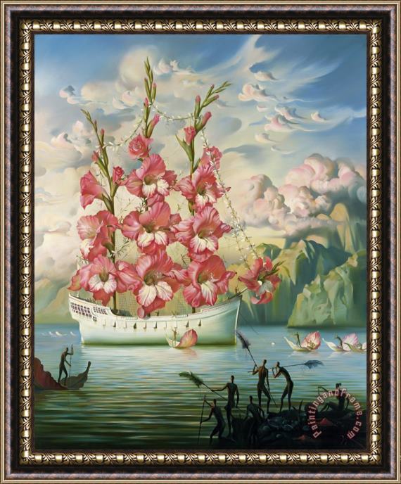 Vladimir Kush Arrival of The Flower Ship Framed Print