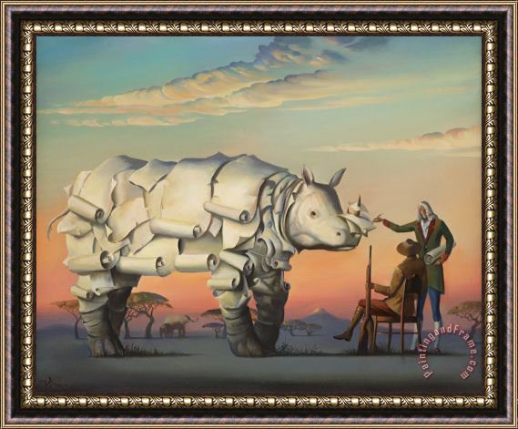 Vladimir Kush History of White Rhino Framed Print