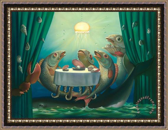 Vladimir Kush Seafood Restaurant Framed Painting
