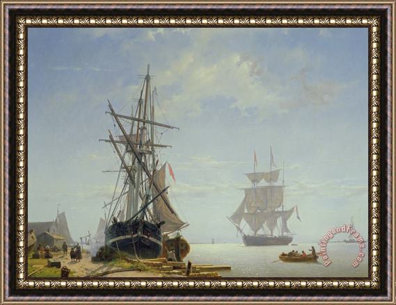 WA Van Deventer Ships In A Dutch Estuary Framed Print