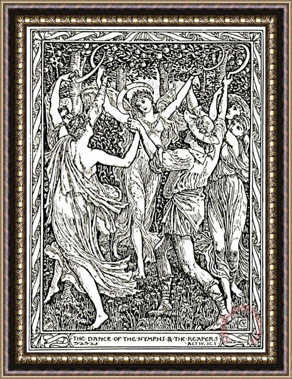 Walter Crane Shakespeare's Tempest Illustration Engraving Framed Painting