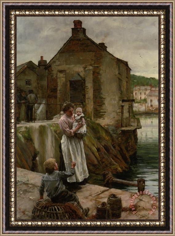 Walter Langley On The Quay Newlyn Framed Painting