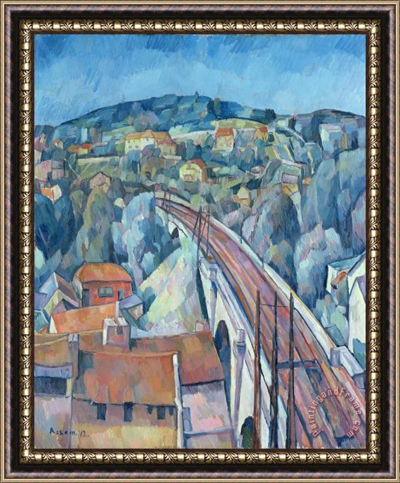 Walter Rosam The Railway Bridge at Meulen Framed Painting