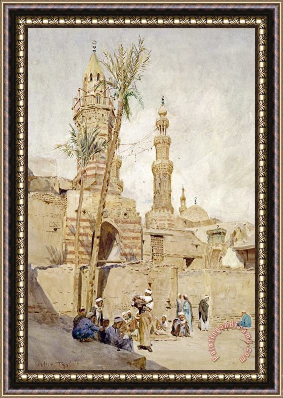Walter Tyndale An Arab Street Scene, Cairo Framed Painting