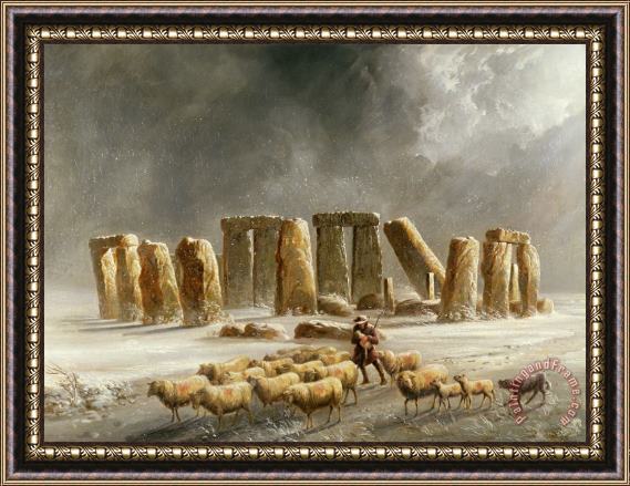 Walter Williams Stonehenge in Winter Framed Painting
