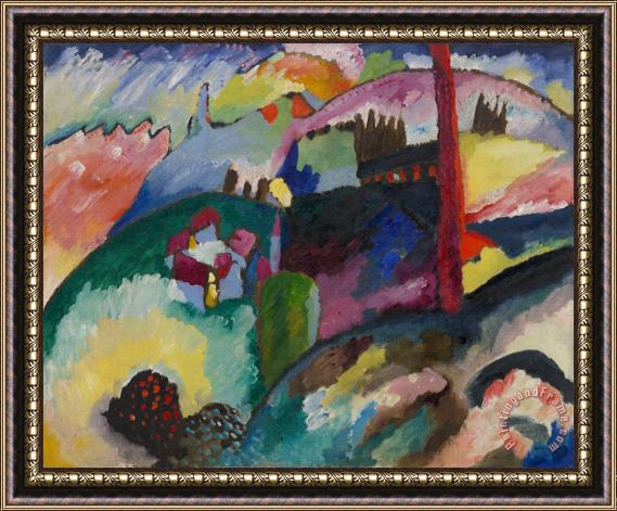 Wassily Kandinsky Landscape with Factory Chimney, 1910 Framed Painting