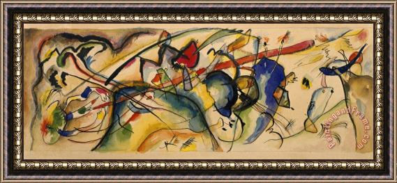 Wassily Kandinsky Watercolor After 'painting with White Border (moscow)' Framed Painting