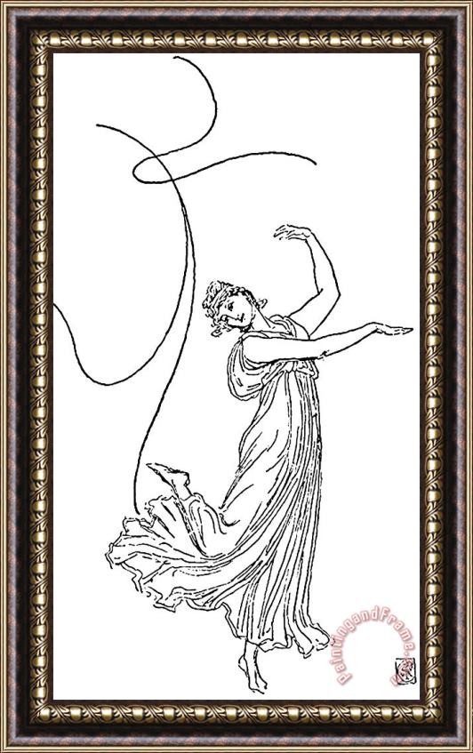 Water Crane Dancing Figure Line Drawing Framed Painting