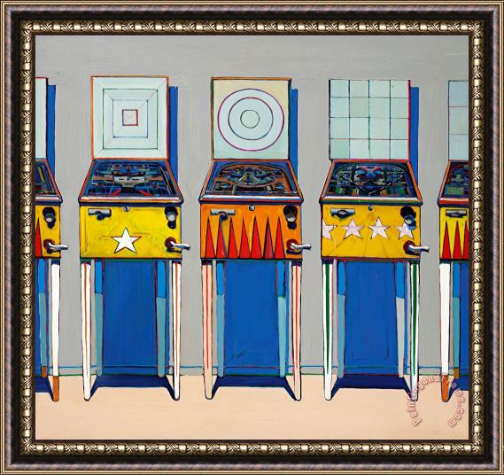 Wayne Thiebaud Four Pinball Machines, 1962 Framed Painting
