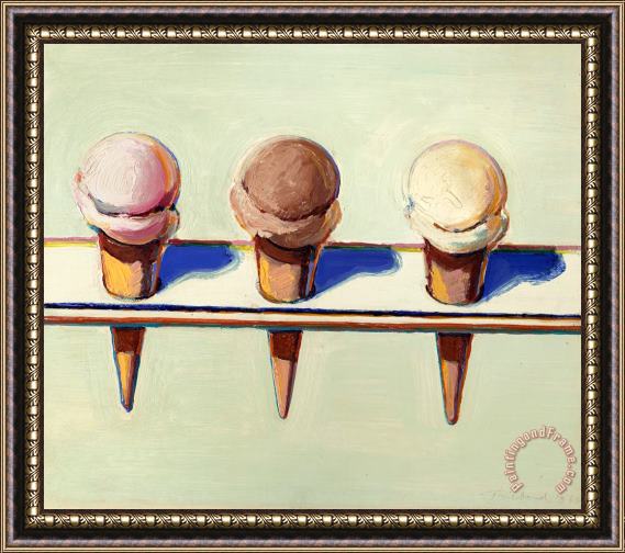 Wayne Thiebaud Three Cones, 1964 Framed Print