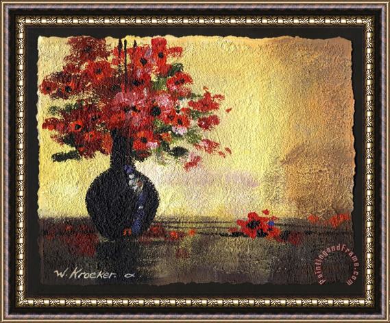 Wendy Kroeker Black Vase with Red Flowers Framed Print