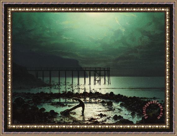 WHJ Boot Low Tide by Moonlight Framed Painting