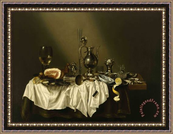 Willem Claesz Heda Banquet Piece with Ham Framed Painting