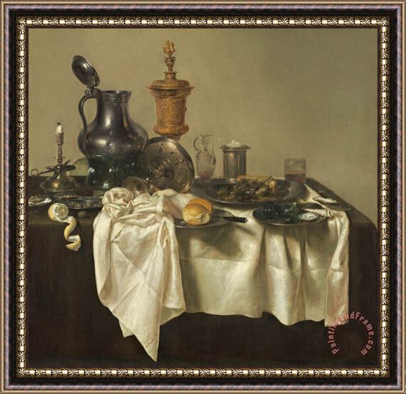 Willem Claesz Heda Banquet Piece with Mince Pie Framed Painting