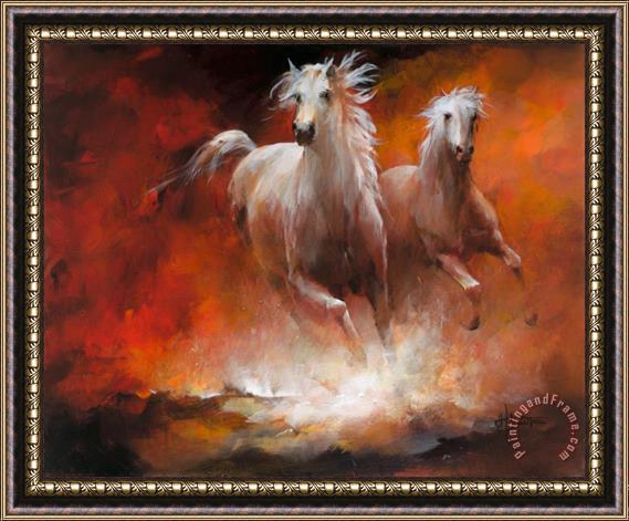 willem haenraets Wild Horses Ii Framed Painting