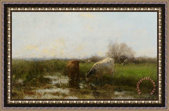 Willem Maris Cattle by a Stream Framed Print