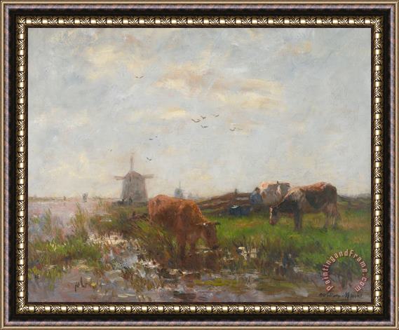 Willem Maris Cattle Grazing Framed Painting