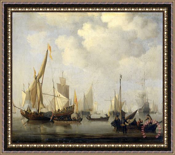 Willem van de Velde A Calm at Sea Framed Painting
