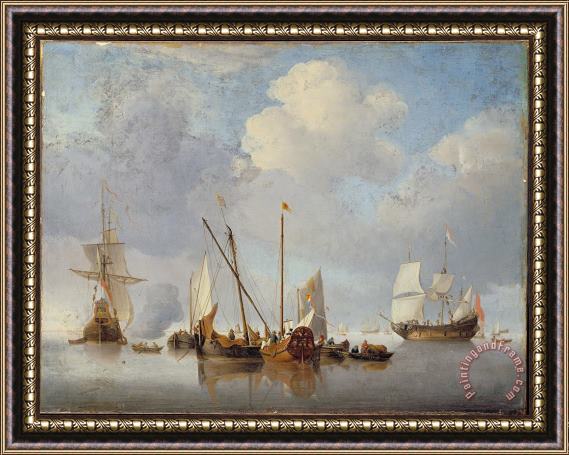 Willem van de Velde A Calm Framed Painting