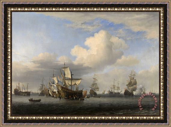Willem van de Velde Captured English Ships After The Four Days' Battle Framed Painting