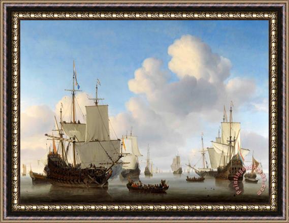 Willem van de Velde Dutch Ships in a Calm Framed Print
