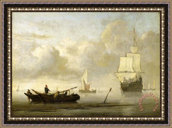 Willem van de Velde Ships Near The Coast During a Calm Framed Print