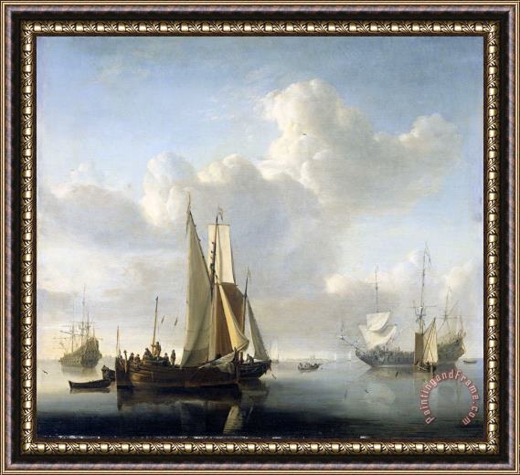 Willem van de Velde Ships Near The Coast Framed Painting