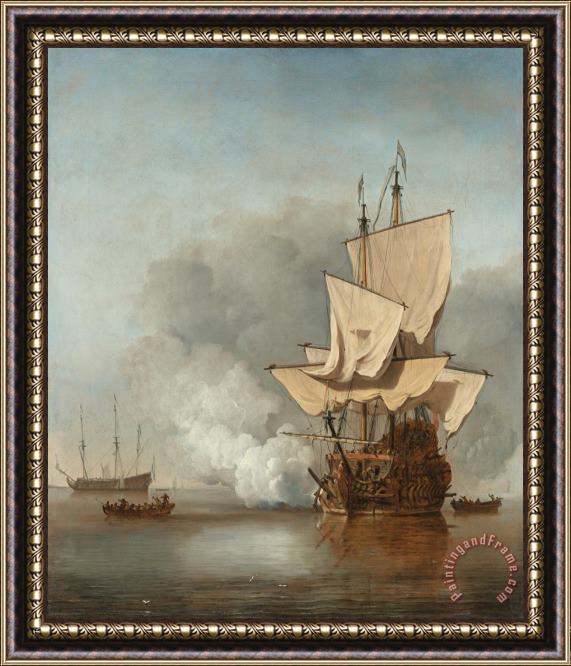 Willem van de Velde The Cannon Shot Framed Print
