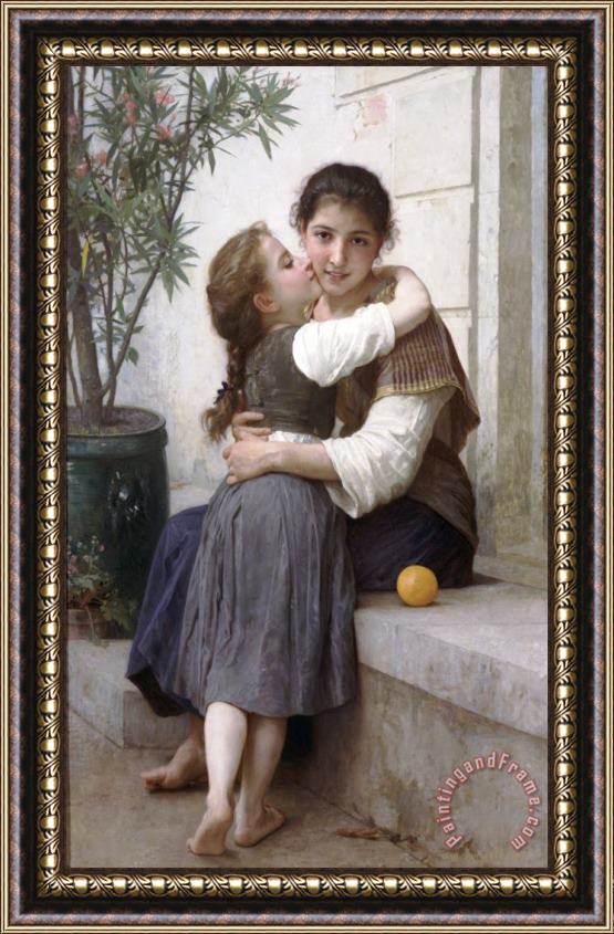 William Adolphe Bouguereau A Little Coaxing (1890) Framed Painting