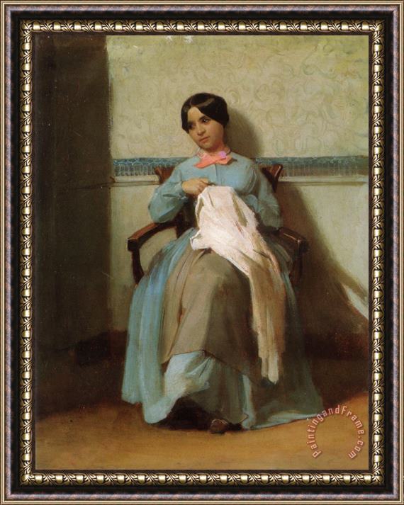 William Adolphe Bouguereau A Portrait of Léonie Bouguereau Framed Painting