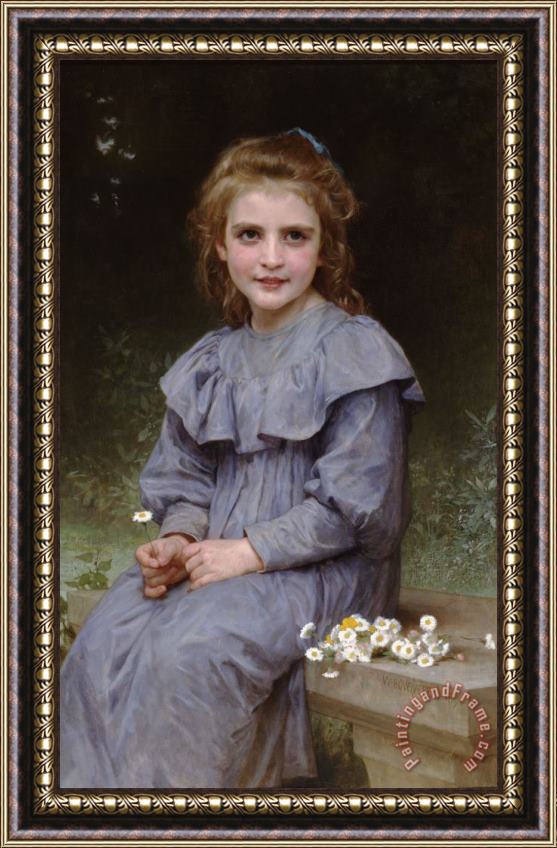 William Adolphe Bouguereau Daisies Framed Painting